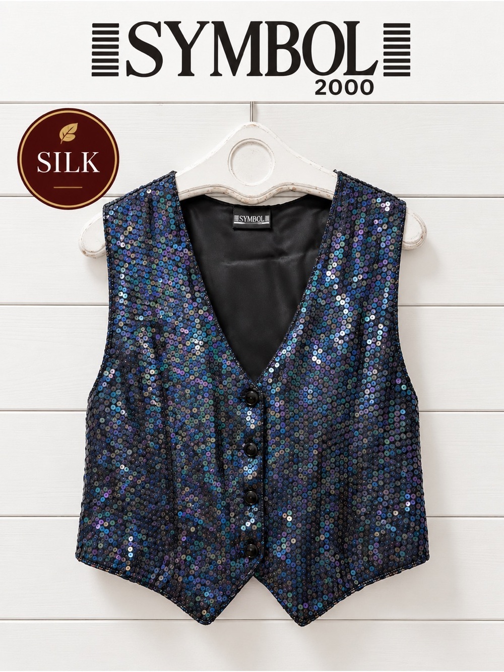 NWT Y2K Symbol 2000 Silk Sequin Vest – Multicolor – Size L
